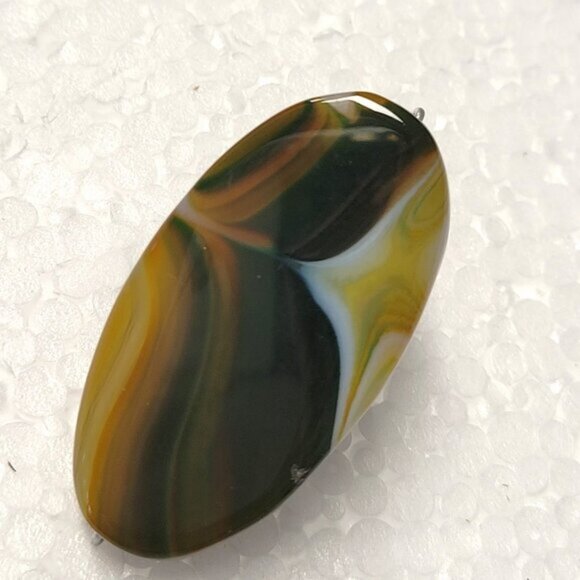 Yellow and Green Agate Ring Adjustable Band Handmade Semi Precious Ring - Picture 4 of 10